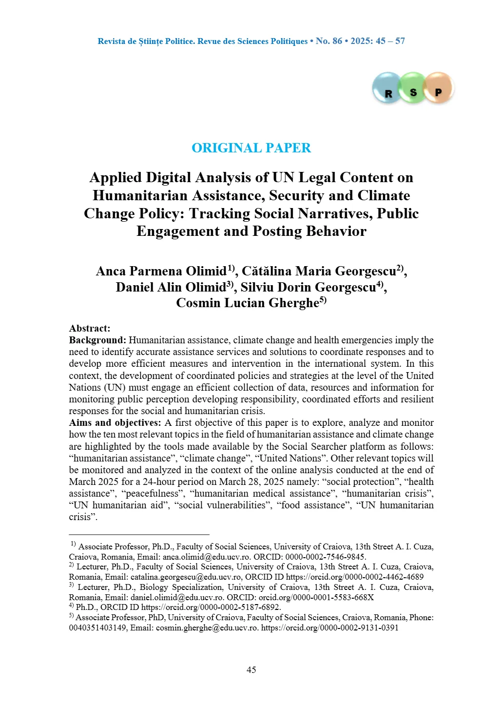 Applied Digital Analysis of UN Legal Content on Humanitarian Assistance, Security and Climate Change Policy: Tracking Social Narratives, Public Engagement and Posting Behavior
