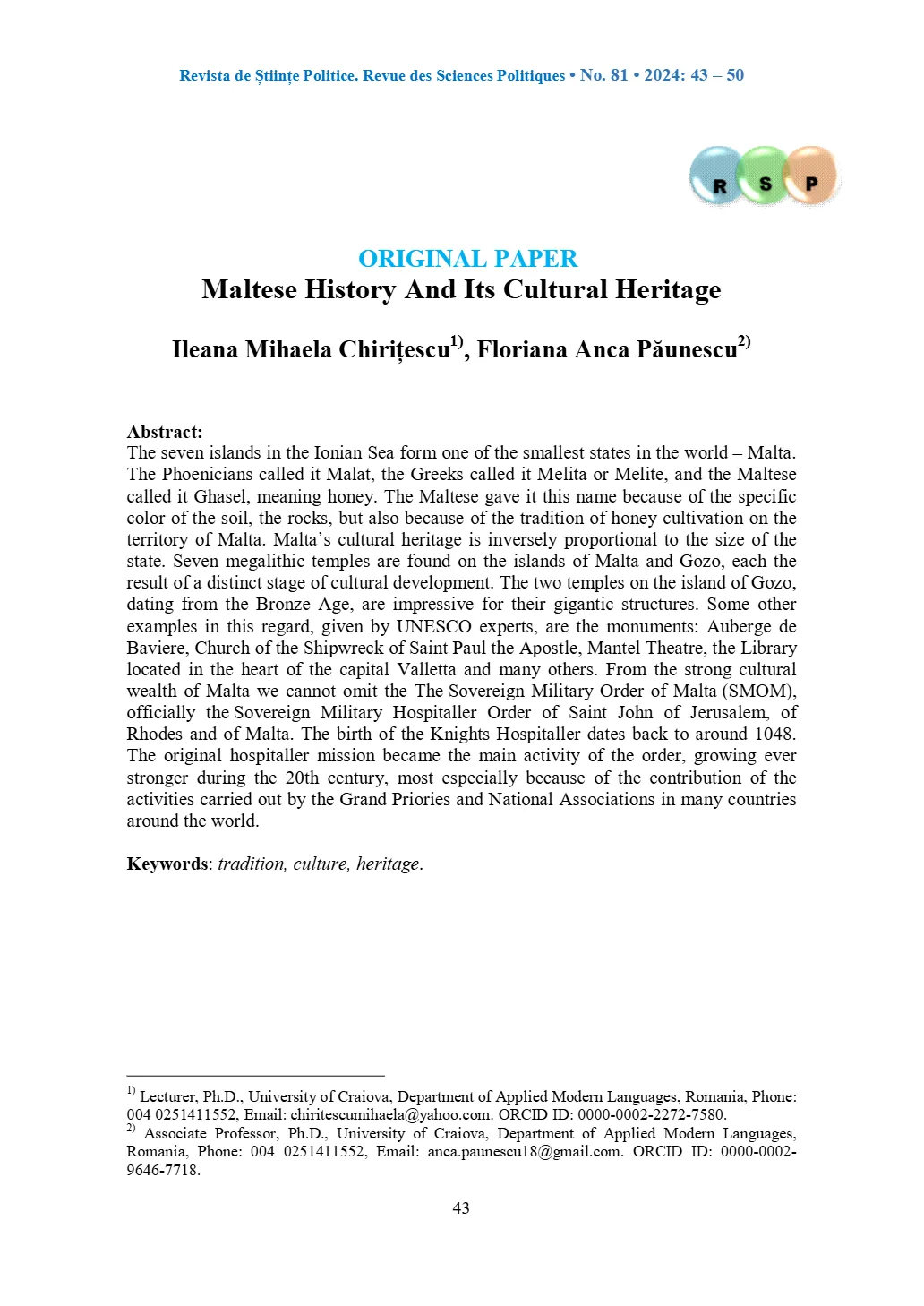 Maltese History And Its Cultural Heritage